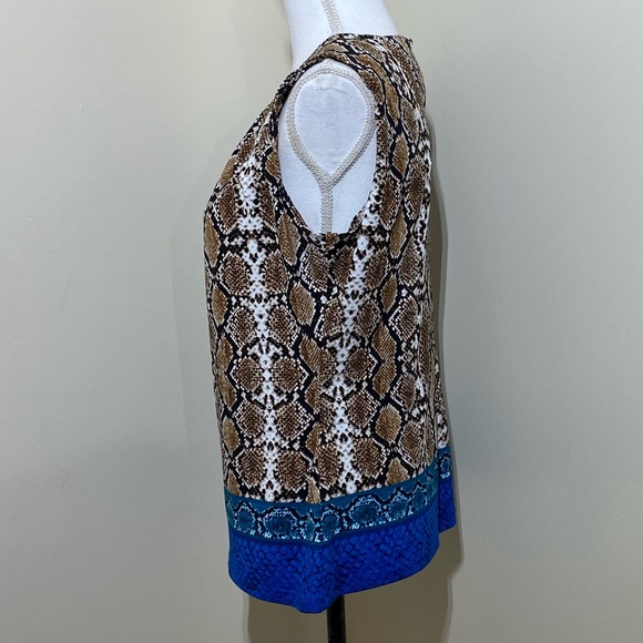 NWOT Calvin Klein || Woman’s Pleated-Neck sleeves animal print blouse Size M - Picture 2 of 8